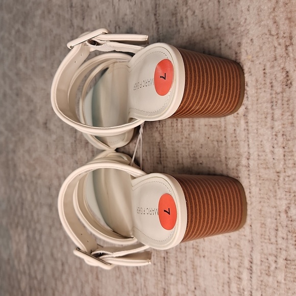 Marc Fisher Fathom Cream Block Heel Sandals - Picture 4 of 6